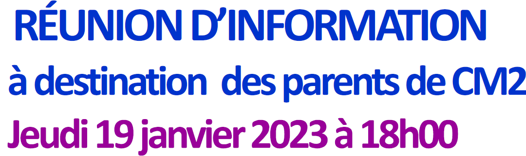 Réunion d’information à destination des parents de CM2